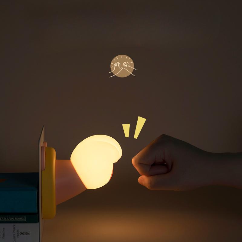 1 Stück Glückliche Niedliche Kralle Nachtlicht Kann USB-Aufladung Kann Zeitgesteuert Nachttisch Schlaf Augenschutz Cartoon Silikon Nachtlicht
