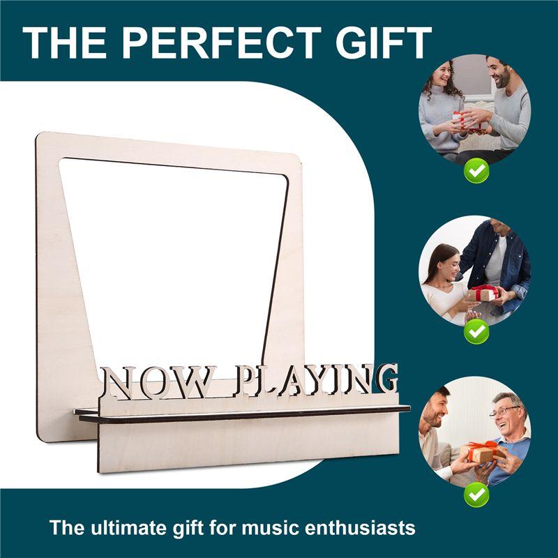 Good-Now Playing Vinyl Record Stand 3D Retro Holder For Vinyl Records Wood Record Stand  Vinyl Gift Idea Turntable Accessories