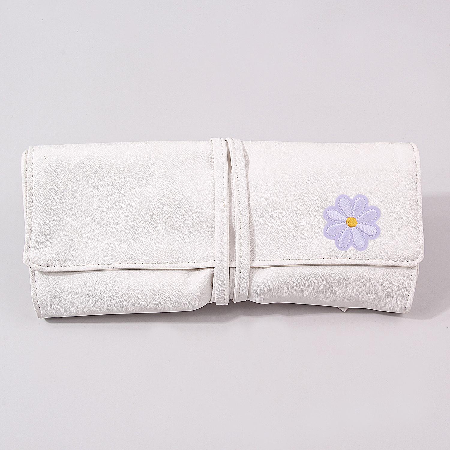 

1PC large-capacity makeup brush, 12-hole strap bag, portable makeup tool storage bag, PU waterproof and dustproof storage bag белый