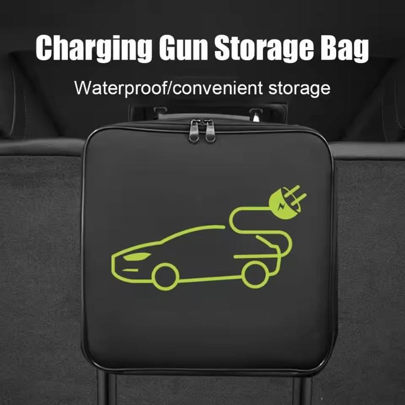 Electric Car Battery Jumper Cable Plugs Bag Waterproof Ev Car Charging Cable Sockets Storage Organizer For Charging Cables Cords