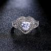 Huajie Sweet Heart Bright Zirconia Full Paved for Women Wedding Elegant Rings Party Gifts Fashion