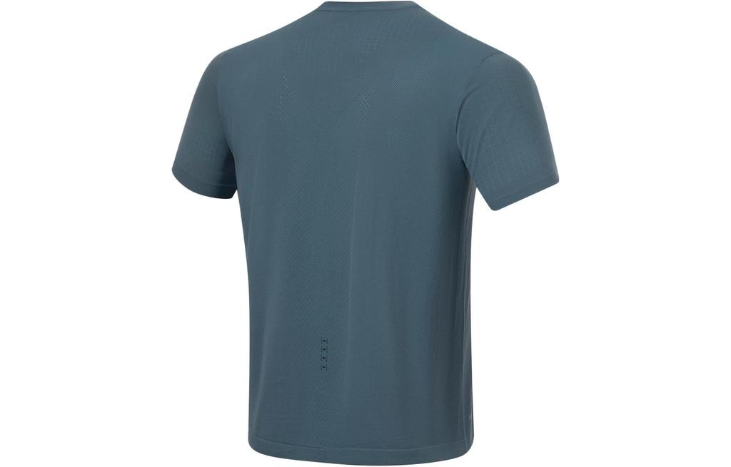 Li Ning Running Collection T Shirts Men's Nightfall Cyan Crew Neck Moderate Straight Fit ATST077-6