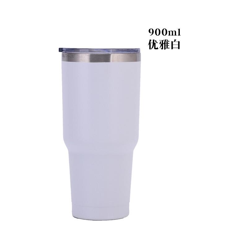 30oz 900ml Double Wall 304 Stainless Steel Car Tumbler, Vacuum Insulated Large Capacity Travel Beer Cup with Splash Lid