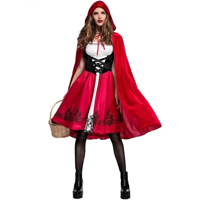 Rotkäppchen Adault Cosplay Kostüm Halloween Wicca Umhang Für Frau Karnevalsparty Königin Kleid
