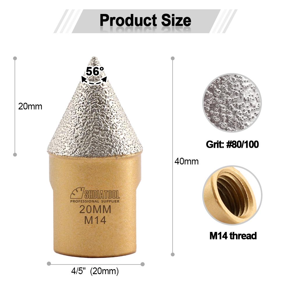 

SHDIATOOL 20/35/50mm M14 Vacuum Brazed Diamond Chamfer Milling Bit Tile Stone Ceramic Cutter Marble Concrete Hole Saw Trimming