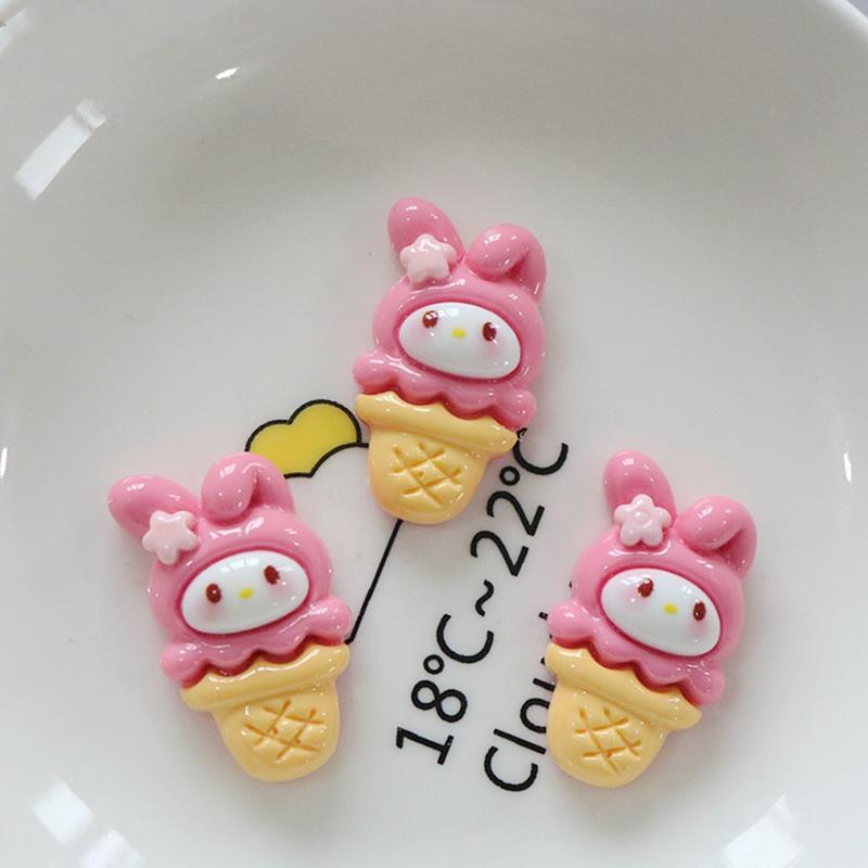 10 Pcs New Kawaii Cartoon Kittenice Cream  Game Nime Characters Resin Scrapbook Diy Jewelry Children Gift Hairpin Accessories A4