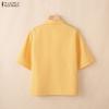 ZANZEA Blusa Casual de Mujer con Cuello Vuelto, Manga Corta Suelta y Estampado