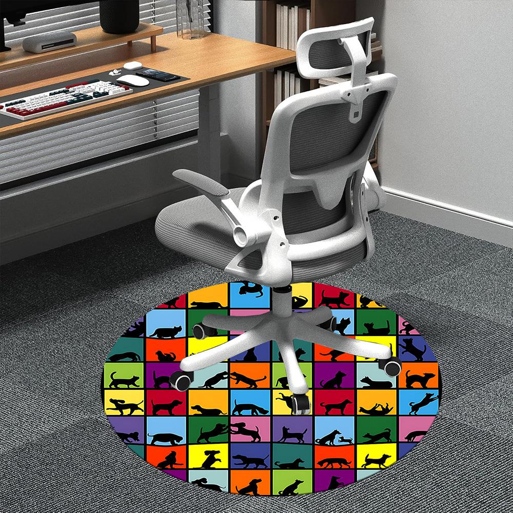

1pc Paws Playful Office Round Area Rug, Indoor Mat Suitable ForOffice, Under Office Chairs Bedroom Living Room Home Decor, Room Deco, n32 80cm by 80cm