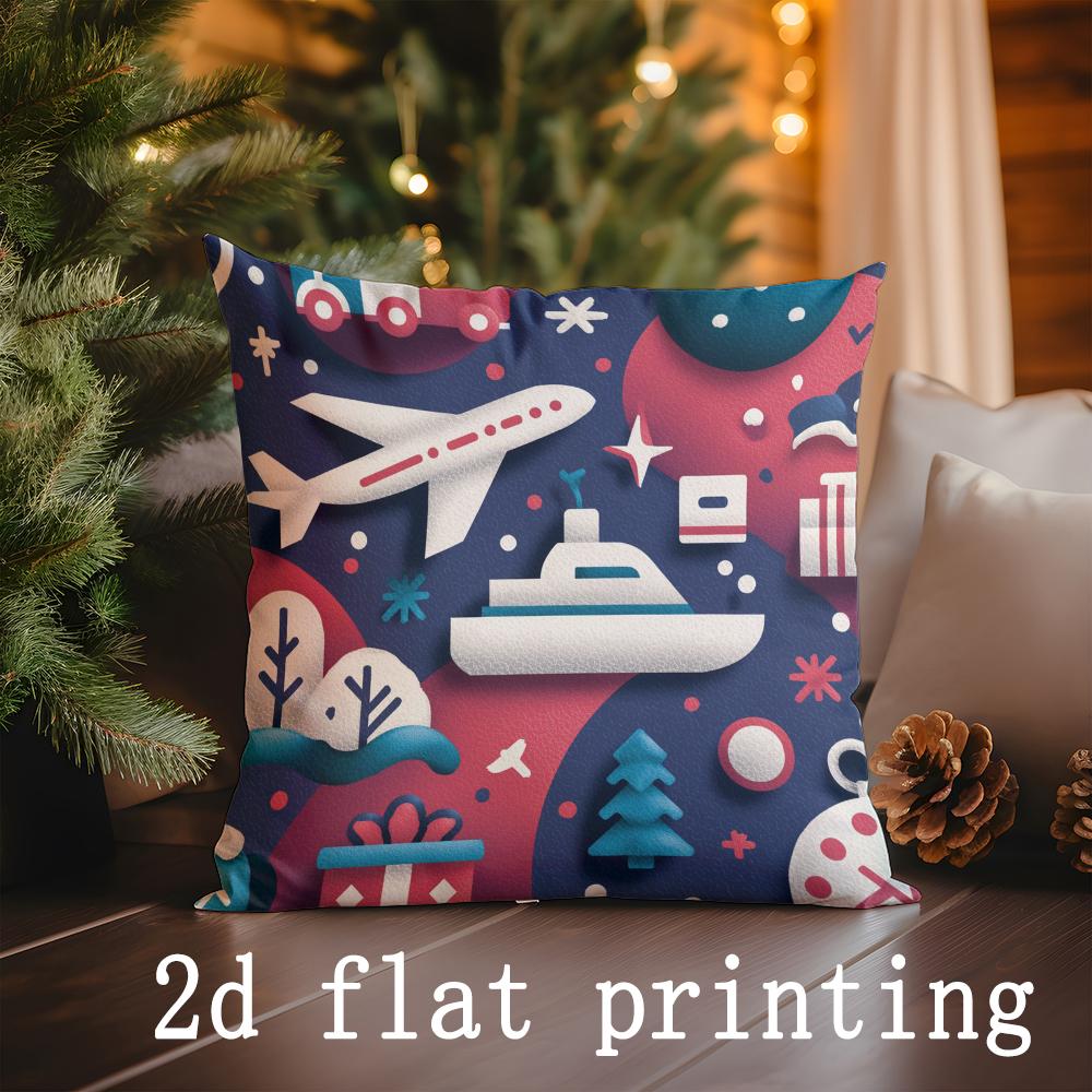 Home Decor Christmas-themed Patterns Pillow Covers for Home Pattern Cushion Cover Suitable for Sofa Bedroom Car Pillow Cover