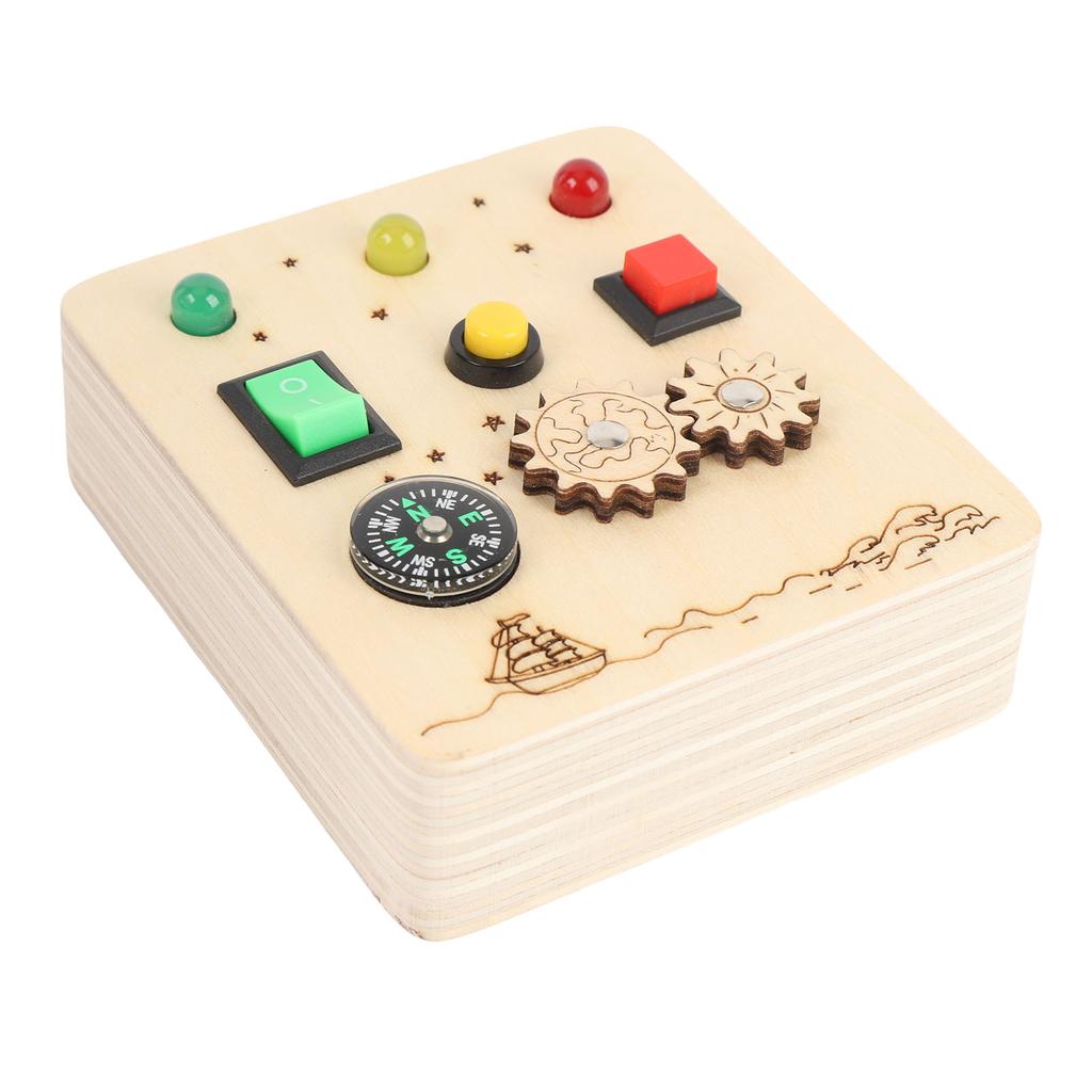 Wooden Sensory Board Switch Toy Red Green Light Switch Board Game Educational Early Learning for