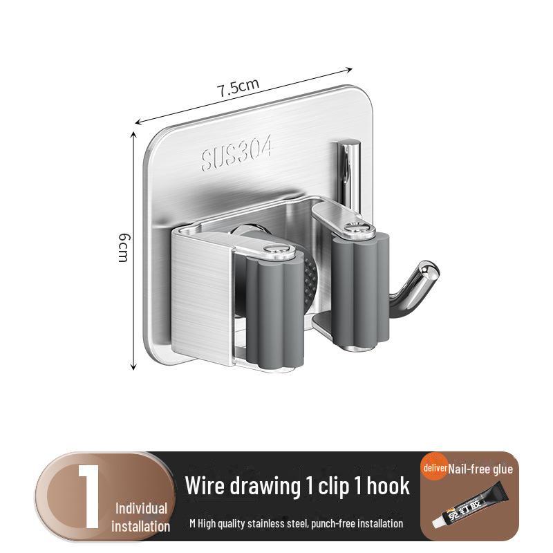 

Крепление для вешалки для швабры из нержавеющей стали для ванной и кухни без сверления