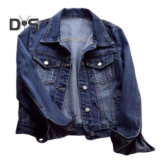 

Женская куртка с отложным воротником и длинным рукавом, однобортная однобортная однотонная пуговица с нагрудными карманами, облегающая джинсовая одежда в стиле хип-хоп, уличная женская одежда S синий