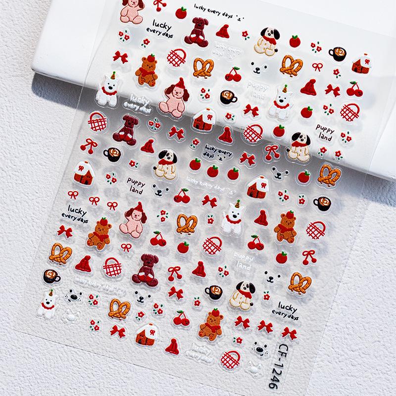 Cyansea Cartoon Animal Nail Art Stickers - Cute Bear Christmas Patterns for DIY Nails Exquisite Packaging CF-1246
