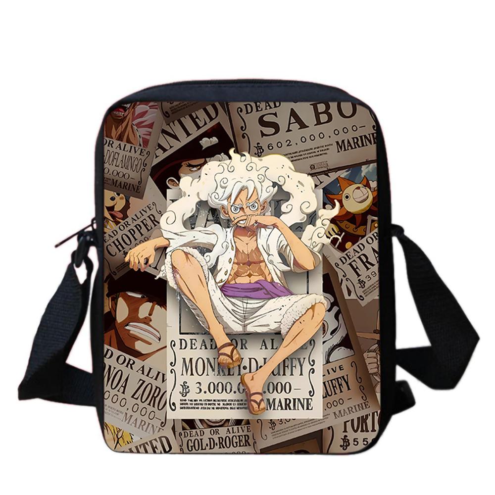 Cartoon One Piece School Crossbody Bag, Light Weight Unisex Mini Messenger Bag for Boys Girls Age 6-10 Travel Casual Daily Use