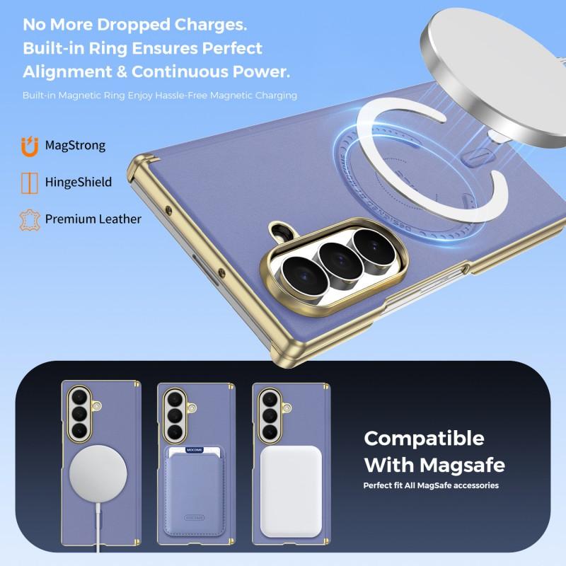 Leather Magnetic Case Galaxy Z Fold 8 Ultra 7 6 5 Electroplated Shockproof Protective Cover