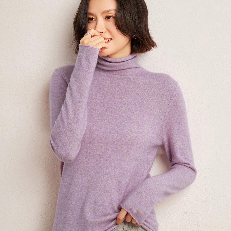 Women's High Neck Cashmere Sweater - Autumn/Winter, Comfortable, Loose, Versatile Knit Pullover.