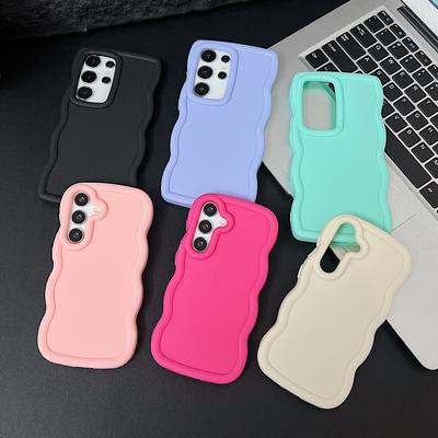 Per Samsung S24 S22 Ultra Plus S23 S21 S20 Fe A55 A54 A53 A52 A35 A34 A25 15 A5g Wave Frame Cloud Candy Color Square Tpu Soft Phone Case Cover
