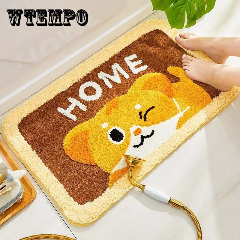 Floor Rug Door Mats Cute Animal Embroidery Bathroom Door Absorbent Pads Toilet Indoor Anti Slip Mats Welcome Mat