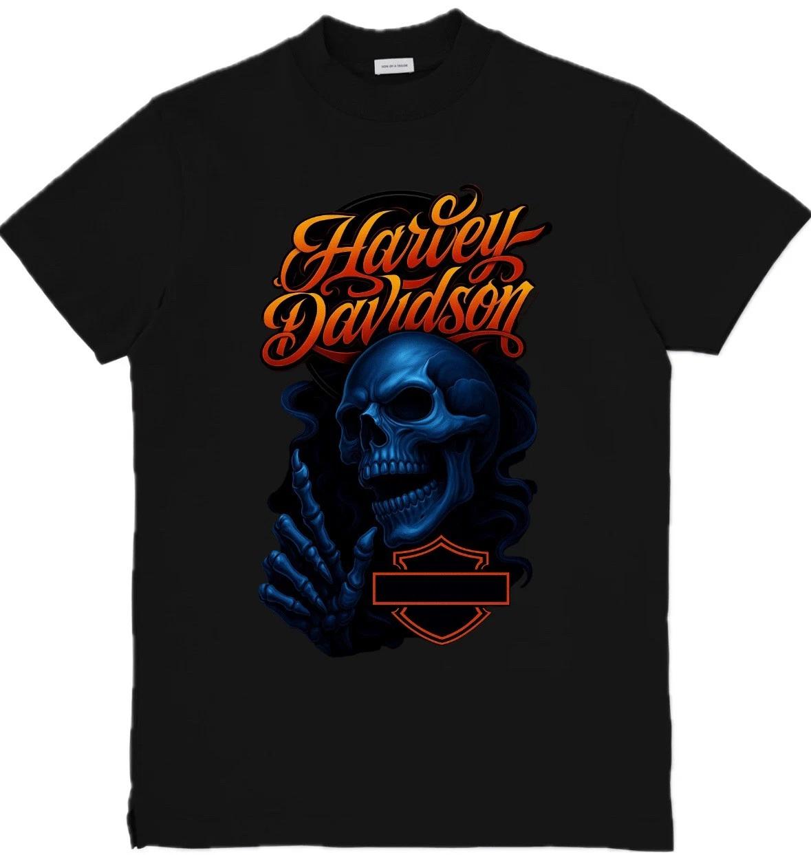 Harley-Davidson Inspired Graphic Unisex T-Shirt Eagle Skull Graphic Tee S-3XL 1 3XL