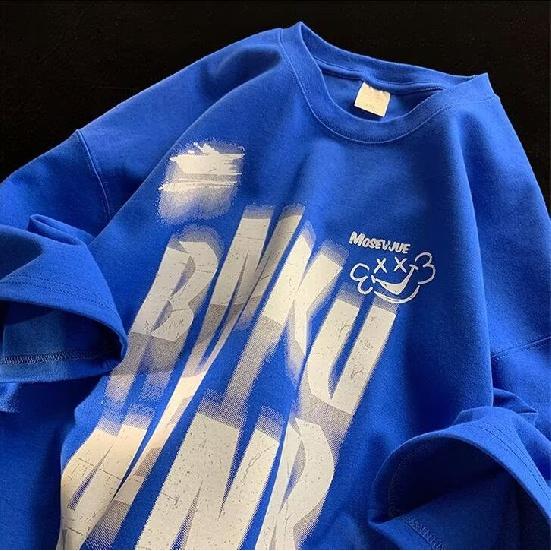 Men Short Sleeve T-Shirts Letter Graphic Print Fashion Brand Tees for Men Men Clothing Casual Tee Man Summer Korean Retro Tops For