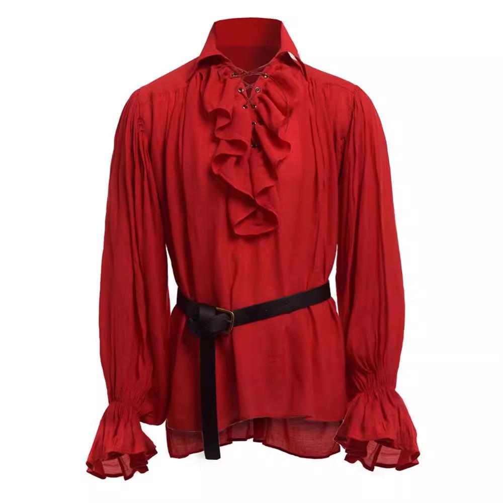 Haut de performance médiéval américain pour hommes à lacets et manches bouffantes
