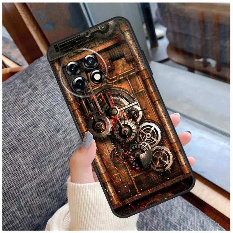 Steampunk Style Gears Levers Engine Case For OnePlus 15 13 12 11 10 9 Pro 13R 13T 12R 10T 8T Nord CE 5 2 3 4 Lite N20 N30 Coque