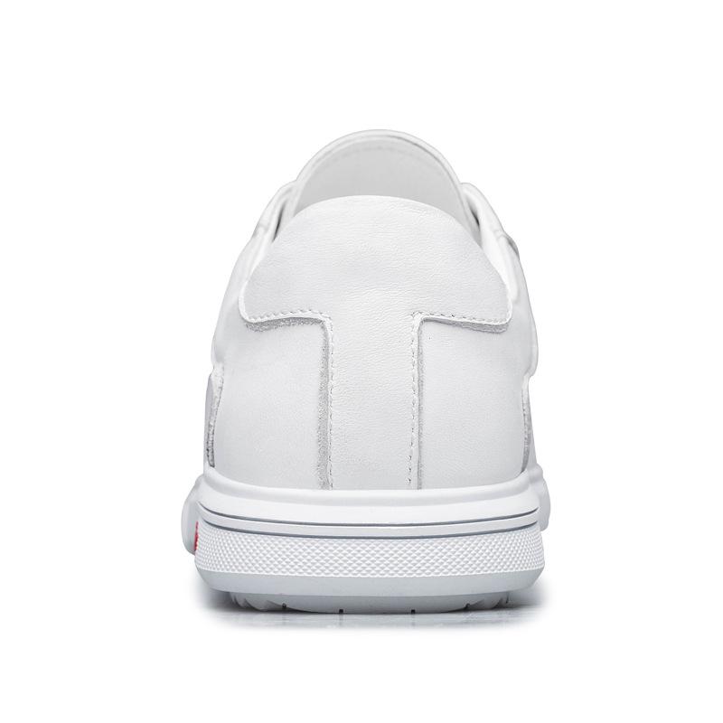 Men's Autumn Breathable Skate Shoes - Trendy Soft Sole Cowhide White Sneakers in Korean Style