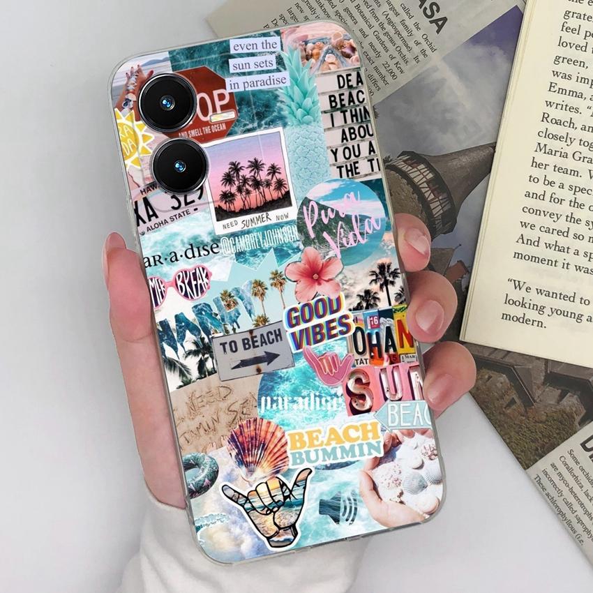 Covers Case For Vivo Y22S Y27 Y33 Y35 Y36 Y37 Retro Checkered Pattern Camera Protection Transparent TPU Anti Slip Protective Shell For Vivo Phone Bags