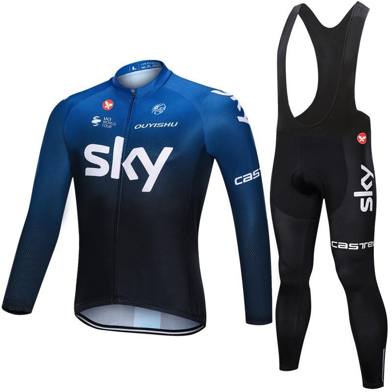 Herren Damen Radsport Trikot Trägerhose Set Atmungsaktiv Langarm Rennrad Outfit