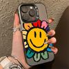 Floral Pattern Sun Smile Face Design For iPhone 16 15 Pro Max 14 13 12 11 ProMax Matte Hard Back Cover Case Funda Coque