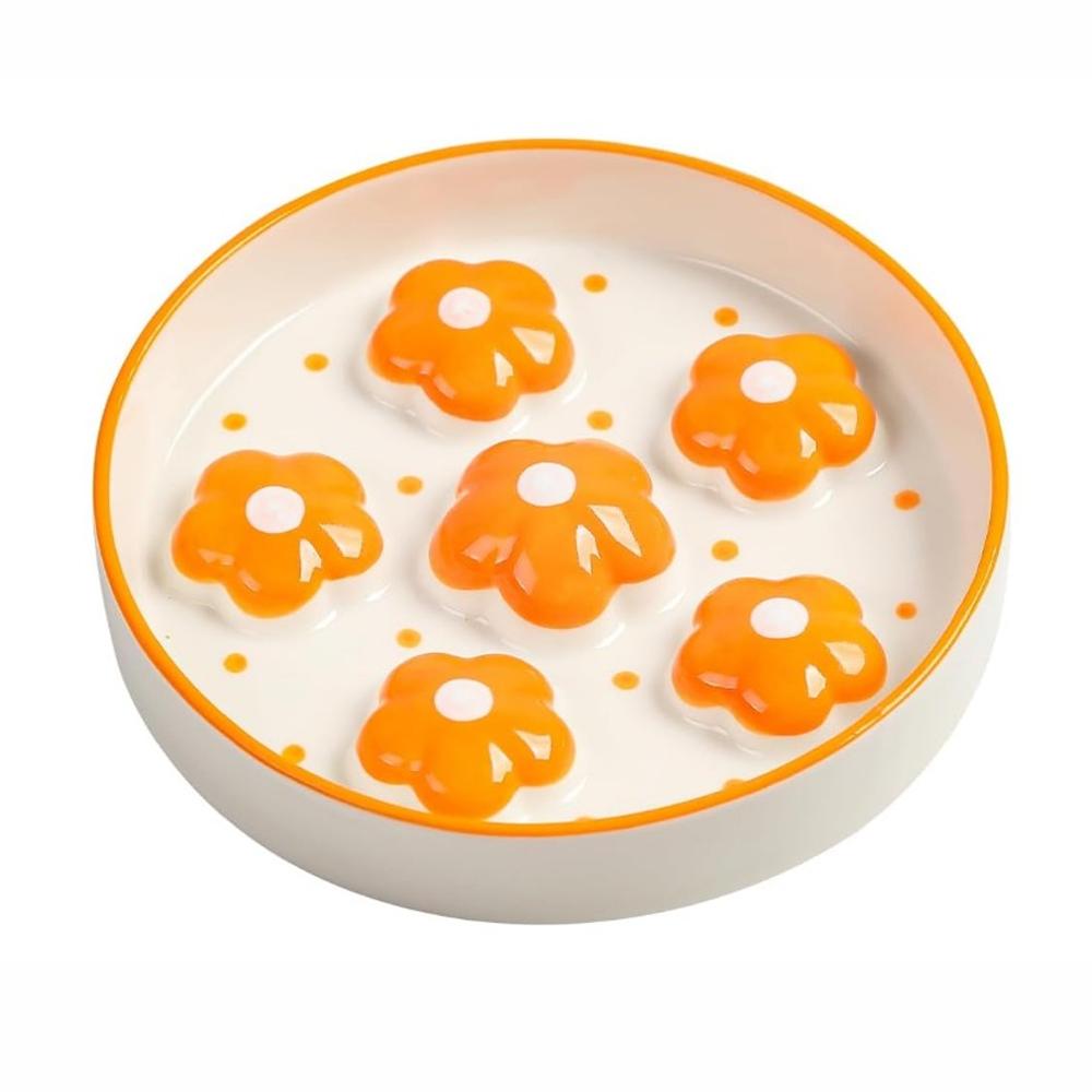 

Керамическая миска для медленного кормления кошек - 6 унций, миска-головоломка для здорового питания - мелкая, широкая, подходит для усов - можно мыть в посудомоечной машине ярко-оранжевый