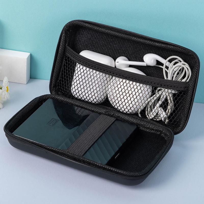 Portable Mini Zipper Headphone Bag Charging Cable Storage Box EVA Anti-Pressure Headset Data Cable Holder Headphone Carry Bag