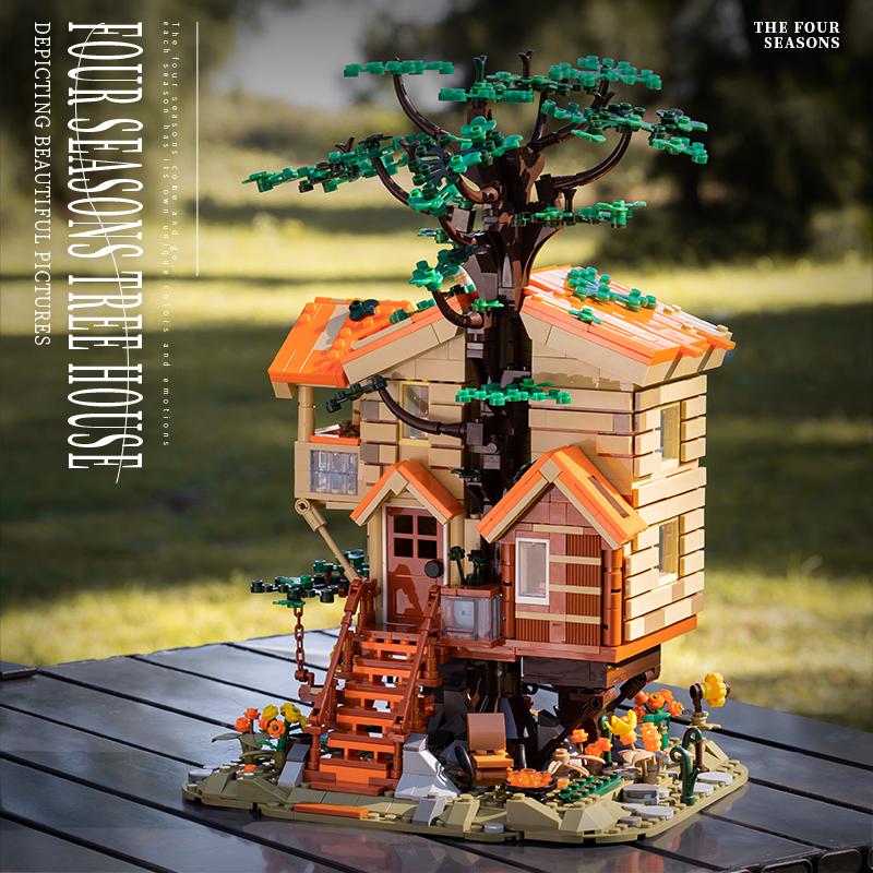 1711PCS Creative Four Season Tree House Building Blocks City Street View Wood House Assemble Bricks Toy Gift for Children Gift
