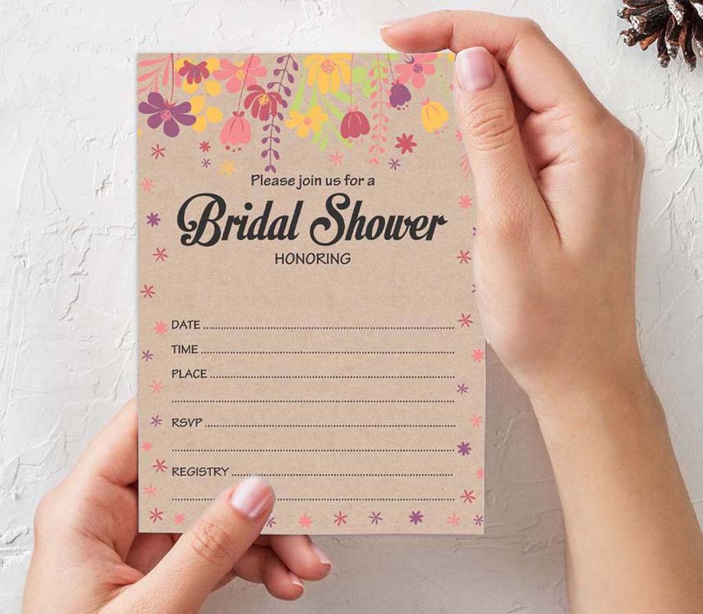 Inkdotpot 30 Bridal Shower InvitationsA  Rustic Kraft FloralA  Wedding Fill-In Style Invites Blank