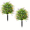 2pcs Outdoor Artificial Greenery Trees with Faux Eucalyptus & Camellia Flowers, Ground Stakes Included - Perfect for Garden, Patio, All-Season Decor