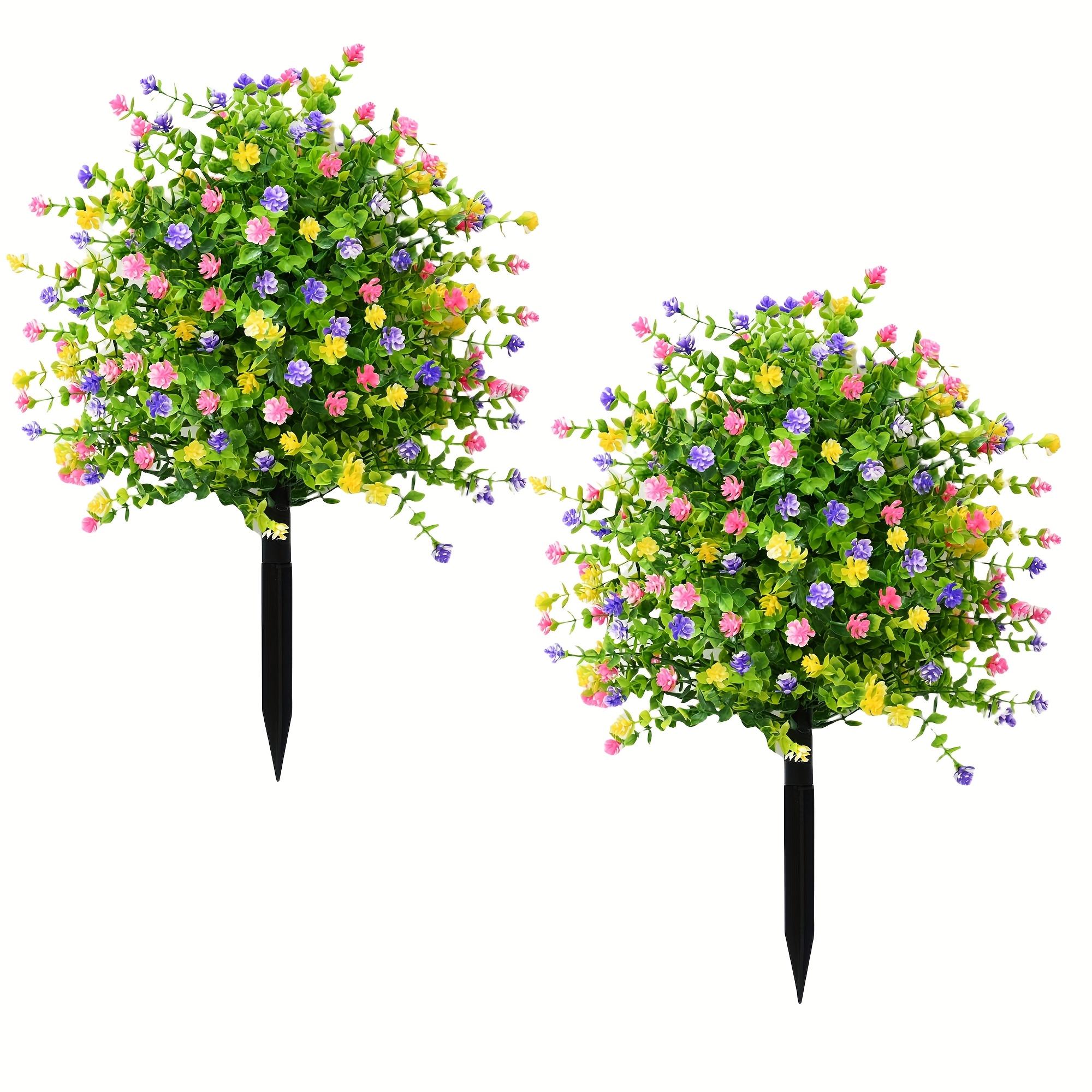 

2pcs Outdoor Artificial Greenery Trees with Faux Eucalyptus & Camellia Flowers, Ground Stakes Included - Perfect for Garden, Patio, All-Season Decor 2pcs разноцветный