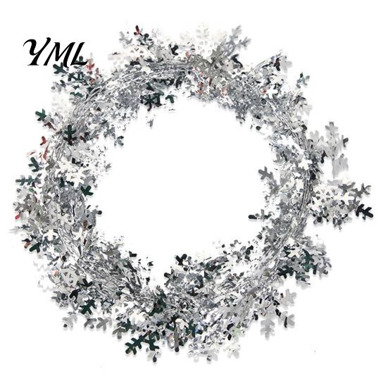 Flexible Wire Greenery 24.6FT Christmas Garland, Red Green Leaves/Striped Candy/Snowflake Shiny Tinsel Lightweight Bendable Garland Garlands for Xmas