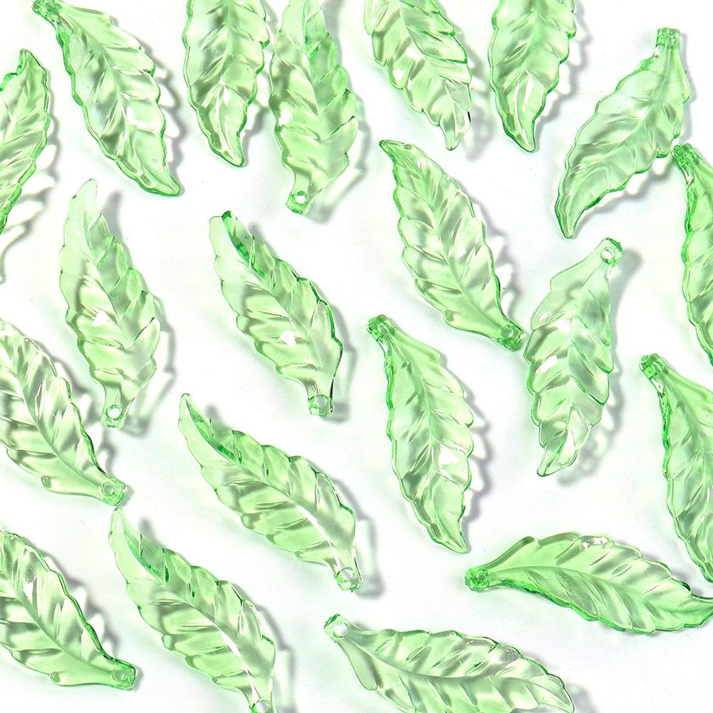 20-200pcs/lot Transparent Green Leaves Beads Loose Acrylic Charms Beads For DIY Pendant Earrings Necklace Jewelry Accessories