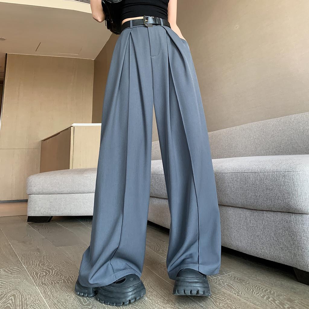 Women High Waist Pleated Wide Leg Suit Pants Draping Floor‑Length Casual Trousers Elegant Commuter Spring 2026 New Style