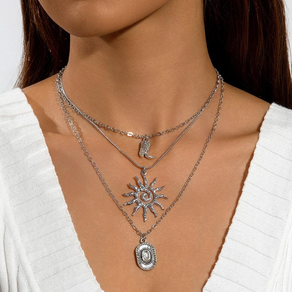 Élégant collier perle imitation femme, croix strass colorés multicouche avec collier en forme de Y