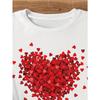 Heart Print Crew Neck T-Shirt, Casual Short Sleeve Top For Spring & Summer, Women's Clothing European Size
