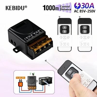RF 433MHz Kabelloser Fernschalter AC 110V 220V 30A 1000 Meter RF Relais Empfänger und Sender für Lampe Elektrogerät Ventilator Schalter Lernen