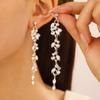 Luxury Flower Diamond Tassel Long Earrings: Elegant Alloy Leaf Design