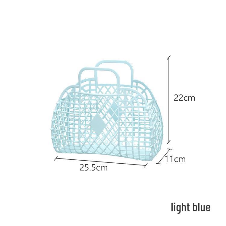 Foldable Plastic Supermarket Tote Basket - Hollow Design for Shopping, Fruits, Toys, and More.