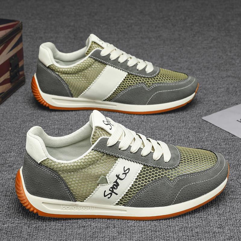 

Men Shoes 2026 Spring Autumn New Breathable Mesh Sewing Casual Running Shoes Comfort Non Slip Round Toe Sneakers Lace-up Loafers 39 армия зеленый