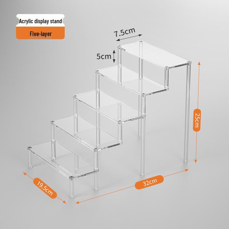 Acrylic Tiered Display Stand for Figurines and Blind Box Dolls - Transparent Home Organizer
