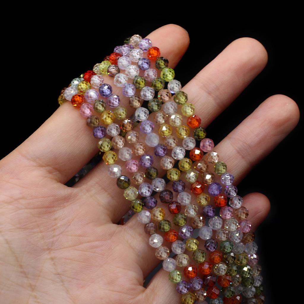 Natural Stone Faceted Beads Zircon Small Beads 4 MM Charms For Jewelry Making DIY Necklace Bracelet Earrings Accessory