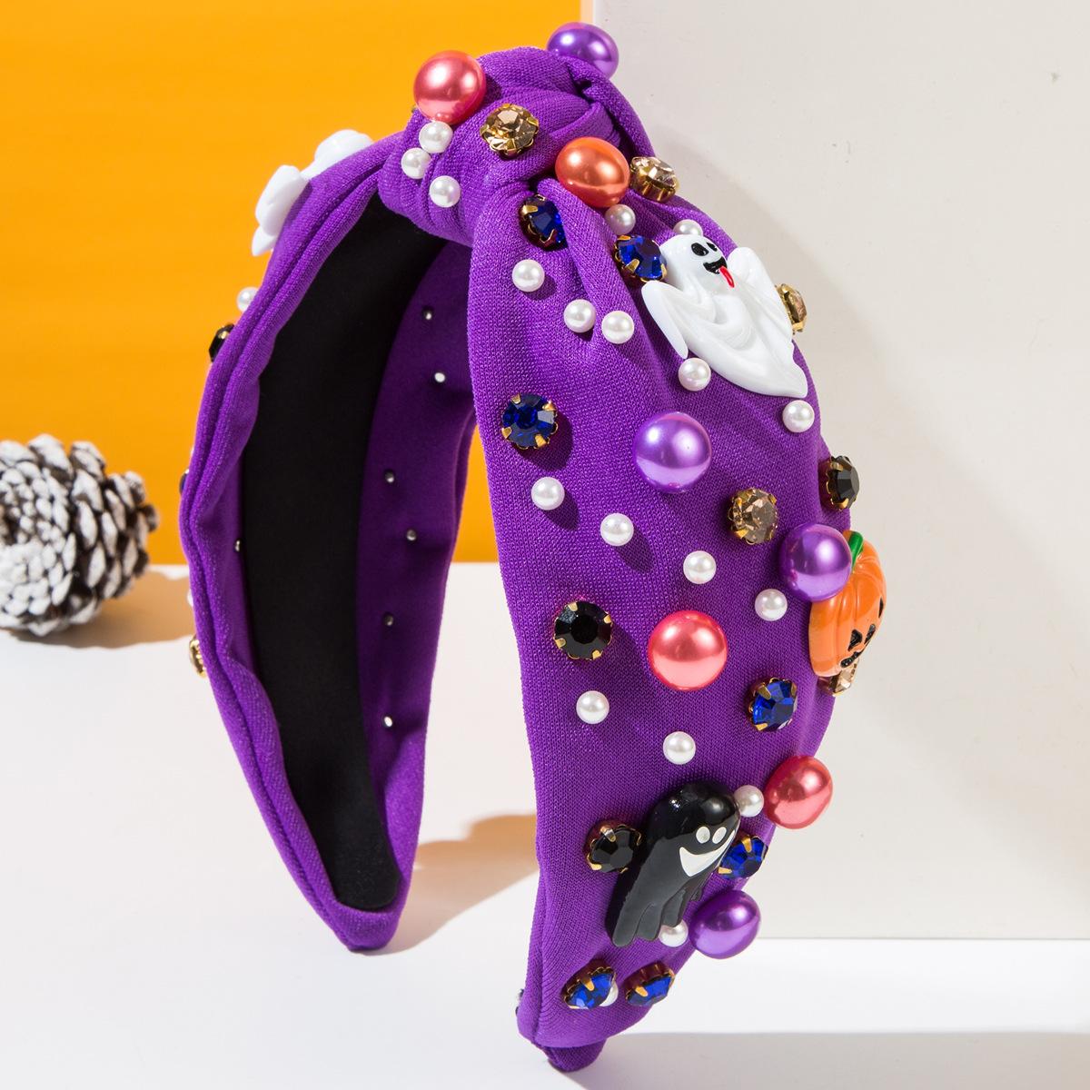 

Хэллоуин Ободки для женщин с бриллиантами Жемчужные ободки Аксессуары Тыква Декоративные Праздничные Аксессуары для волос One Size фиолетовый