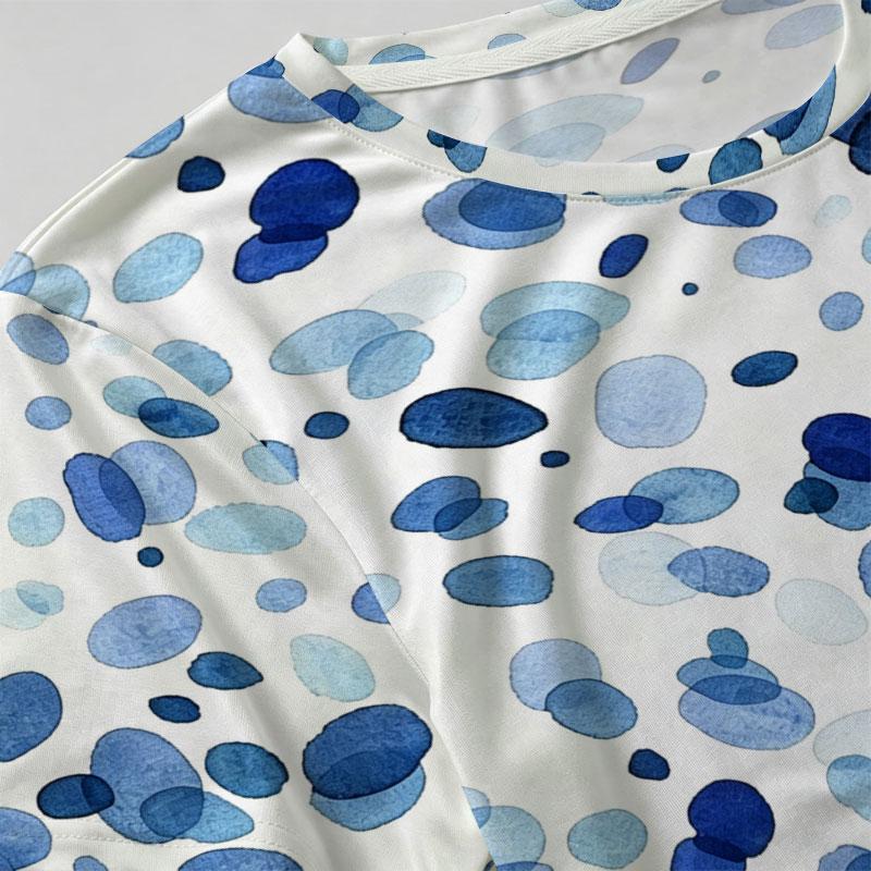 Women's Basic Short Sleeve Tee, Minimalist with Blue Accent, Soft Breathable, Versatile for Beach, Girls' Outings & Daily Casual Wear