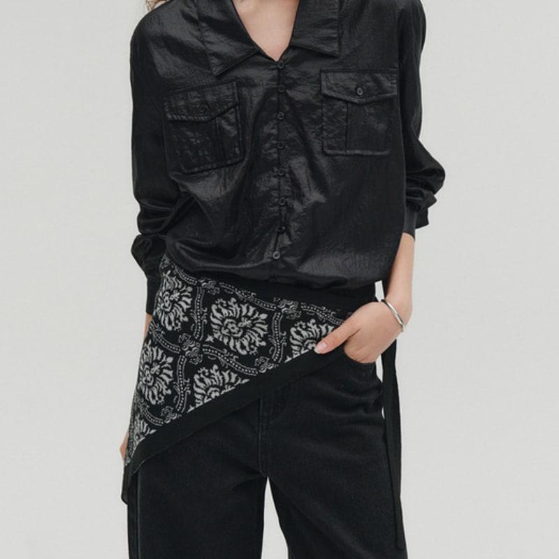 SALTY PEBBLE TWO WAY JACQUARD CAPE KNIT [black]